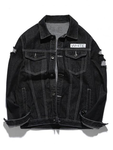 Up to 80% OFF! Graphic Ripped Denim Jacket. Zaful,man hoodies, mens hoodies, man sweatshirts, man tops, man hoodies casual, man outfits, men's apparel,hoodies,  hoodies men swag, hoodies men pullover, jackets men, t-shirts,mens shirts,long sleeve t shirts,v neck t shirts, denim jacket,  winter outfits,winter fashion,fall outfits,fall fashion, halloween costumes,halloween,halloween outfits,halloween tops. @zaful Extra 10% OFF Code:ZF2017 Sweatshirt Outfit Men, Ripped Denim Jacket, Denim Set, Hoodies Men Pullover, Fall Outfits Men, Sweatshirt Outfit, Latest Mens Fashion, Black Denim Jacket, Mens Fall