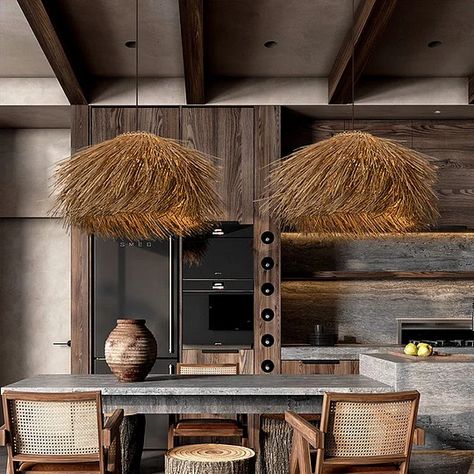 Japan Living Room, Japan Living, Rattan Chandelier, Long Dining Table, Rattan Lamp, Rattan Pendant Light, Pendant Lights & Chandeliers, Woven Rattan, Chandelier In Living Room