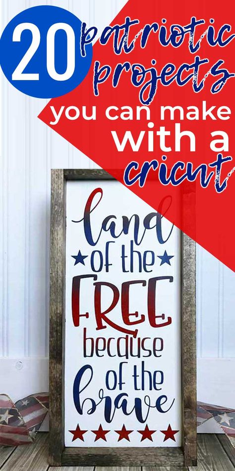 Are you looking for some fun and easy patriotic ideas to make with your Cricut? Look no further. These 20 patriotic projects are perfect for 4th of July crafting! Fourth Of July Cricut Projects, 4th Of July Crafts To Sell, Summer Cricut Projects To Sell, Patriotic Diy Crafts, 4th Of July Diy Crafts, 4th Of July Diy Decor, 4th Of July Cricut Projects, Diy 4th Of July Decorations, Diy Patriotic Decor