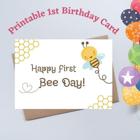 First Bee Day, Bee Birthday Cards, First Birthday Card, 1st Birthday Card, 1 Year Birthday, First Birthday Cards, Bee Day, 1st Birthday Cards, Bee Birthday