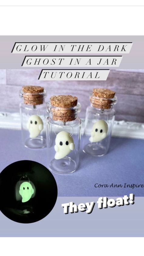 Diy Ghost In A Jar, Polymer Clay Ghost Tutorial, Polymer Clay Halloween Miniatures Diy, Polymer Clay Ghosts, Goth Gift Ideas Diy, Pet Ghost In A Jar Diy, Ghost In A Jar Diy, Diy Witchy Gifts, Polymer Clay Tips And Tricks