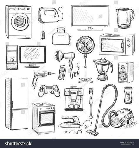 Drawing Items Products, Random Objects Drawing Reference, Household Objects Drawing, Household Items Drawing, Isometric Objects Drawing, Cute Objects To Draw, Kitchen Objects Drawing, Drawing Ideas Objects, Daily Objects Sketches