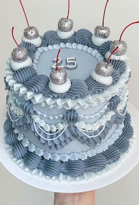 Lambeth cake, Lambeth birthday cake, Lambeth style cake, vintage style birthday cake, buttercream birthday cake, vintage birthday cake Glittery Cakes Birthday, Blue Lambeth Cake, Lambeth Heart Cake, Cake Ideas Blue, Blue Vintage Cake, Birthday Cake Vintage, Lambeth Cakes, Vintage Style Cake, Groovy Cake