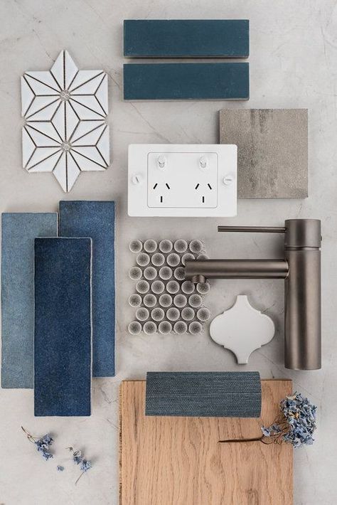 Texture Swatches, Materials Board Interior Design, Mood Board Interior, 2024 Kitchen, Kitchen Mood Board, House Color Palettes, Material Board, Interior Design Boards, Blue Palette