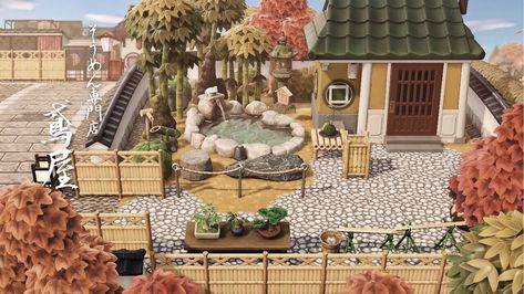 Animal Crossing House Ideas Exterior Japanese, Acnh Japanese Nook Shop, Acnh Shino House, Acnh Teahouse, Acnh Asian Style Island, Acnh Asian Style, Shino Acnh, Pond Acnh, Japanese Exterior