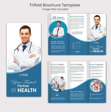 Vector medical and healthcare tri fold b... | Premium Vector #Freepik #vector #brochure-template #trifold-brochure #medical-trifold #healthcare-trifold Medical Trifold Brochure Design, Tri Fold Brochure Design, Tri Fold Brochure Template, Medical Brochure, Brochure Trifold, Label Ideas, Healthcare Business, Brochure Design Layout, Professional Brochure