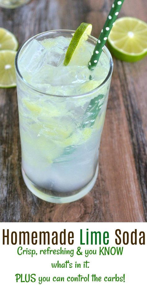 Fresh Lime Soda, Soda Stream Recipes, Soda Alternatives, Vegan Apps, Limeade Recipe, Lime Drinks, Soda Syrup, Healthy Soda, Lime Water