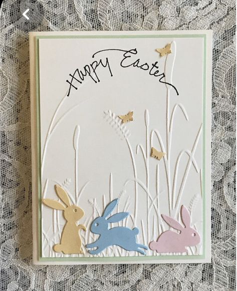 Diy Easter Cards, Easter Bunny Cards, Easter Cards Handmade, Greeting Card Handmade, Happy Easter Card, Easter Greeting Cards, Cricut Cards, Spring Cards, Easter Bunnies