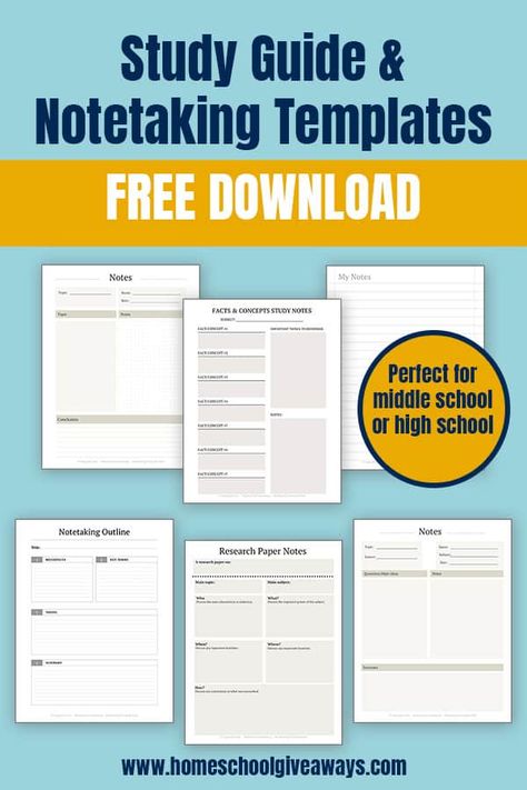 Diy Study Guide, Note Taking Printables Free, Research Notes Template, How To Make A Study Guide, How To Organize Notes, Notetaking Template, Notion Study, Outline Notes, Study Planner Free