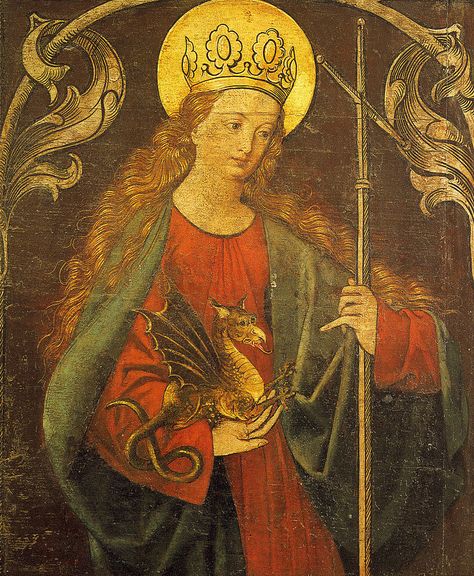 Dark Ages Art, Medieval Art Aesthetic, Dragon Paintings, Painting Recreation, Gothic Period, Paintings Of People, Saint Margaret, Dragon Medieval, Book Painting