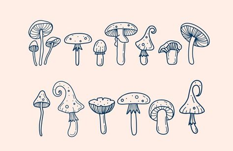 Simple Mushroom Illustration, Shelf Mushroom Drawing, Minimalist Mushroom Drawing, Mushroom Flash Sheet, Tiny Mushroom Drawing, Mushroom Illustration Trippy, Cottage Core Doodles, Magic Mushroom Drawing, Mushroom Line Drawing