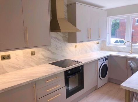 Rowen Homes on Instagram: “3 kitchens in our rental properties - which one would you choose? 1 - cashmere matt, gold handles & marble 2 - grey high gloss & concrete…” Cashmere Gloss Kitchen, Cashmere Kitchen, Rowen Homes, Gloss Kitchen, Marble Kitchen, Grey Kitchens, Kitchen Marble, Kitchen Inspo, Gold Handles