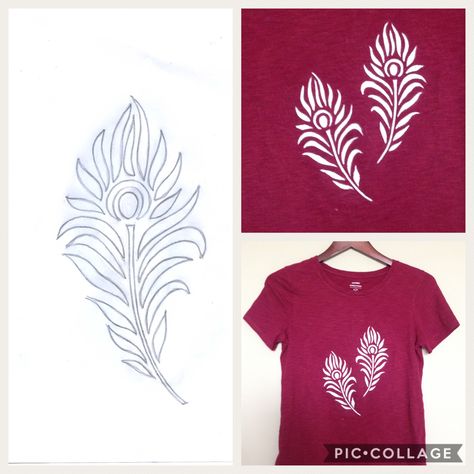 Stencil Work On Fabric, Fabric Paint Stencil, Fabric Paint Shirt Design, Fabric Painting Fabric Paint Designs Patterns, Stencil Printing Design Patterns, Fabric Paint Shirt Ideas, Fabric Painting On Blouse Back, Fabric Painting On Clothes Ideas, Stencil Printing On Fabric