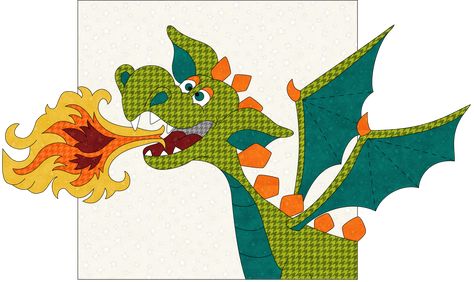 Fire Dragon Precut Fused Applique Pack - 611355714995 Dragon Applique Pattern, Dragon Applique, Dragon Quilt, Quilt Applique, Keepsake Quilting, Applique Quilt, Applique Kit, Quilt Material, Halloween Quilts