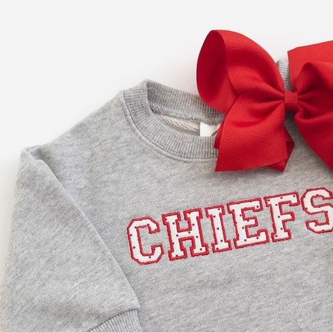 @saltwaterstitching on Instagram: "It’s G A M E D A Y! Go Chiefs. ❤️💛🏈 . . . . . #monogram #custommonogram #embroidery #mama #boymama #customembroidery #toddler #toddlerclothes #personalized #girlmama #momsofgirls #momsofboys #toddlerclothing #personalizedgoods #personalizedgifts #monogrameverything #bestdressed #shopsaltwaterstitching #tampafl #tampalocal" Kids Chiefs Shirts, Chiefs Embroidery, Chiefs Jean Jacket, Chiefs Denim Jacket, Chiefs Jacket, Custom Embroidery, Toddler Outfits, Machine Embroidery, Nice Dresses