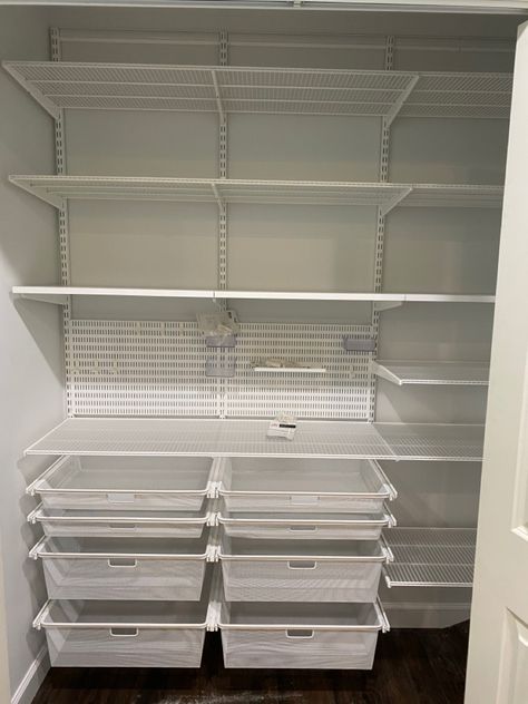 #elfa #thecontainerstore #sewingrooms #sewingroomorganization Entry Organization, Closet Office, Sewing Room Organization, Room Closet, Container Store, Sewing Rooms, Walk In Closet, Sewing Room, Pantry