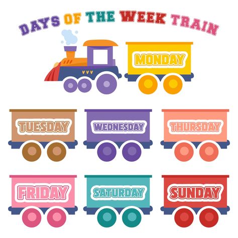 Days Of The Week Activities Preschool Free Printables, Days Of The Week Printables Free Preschool, Days Of The Week Chart, Days Of The Week Printables, Days Of The Week Poster, Days Of The Week Flashcards Printable, Train Alphabet Printable, Days Of The Week Poster Classroom, Days Of The Week