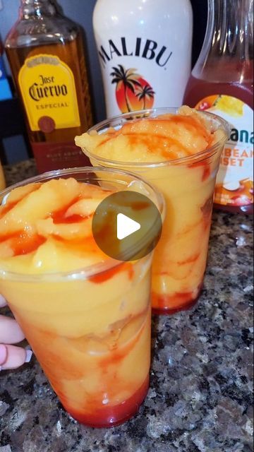 Naajma Shanel on Instagram: "Make this fruity frozen cocktail tonight 😋🥭🍍🍹
No measurements,  just vibes
You'll need
Mangoes 🥭 
Pineapples 🍍 
Malibu Rum
Tequila
Ice
Strawberry Puree

#drinkrecipes  #frozencocktails  #easyrecipe  #cookingwithdimples #weekendvibes #instadrink #reels #mango #pineapple #maliburum #tequila" Mixed Drinks Alcoholic Pineapple, Malibu Rum Drinks Recipes, Frozen Alcoholic Drinks Recipes, Malibu Rum Drinks, Frozen Drinks Alcohol, Rum Drinks Recipes, Fruity Alcohol Drinks, Yummy Cocktails, Frozen Cocktail