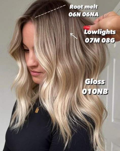 Blonde With Undertones, All Over Lowlights On Blonde Hair, Melting Blonde Hair, Low Light Root Smudge, Blond Hair With Root Melt, Blond Color Melt, Depth Blonde Hair, Soft Root Blonde, Blond With Root Melt