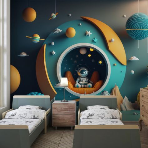 Planet and Astronaut Wallpaper for Kids and Nursery Room, 3D Space Landscape Wallpaper Art Dekoros Wallpaper 
.
.
.
#wallpaper #nurseryroomwallart #homedecoration #walldewcal #astronaut #astranotwallpaper Space Landscape Wallpaper, Toddler Space Room, Galaxy Wall Mural, Boys Space Room, Outer Space Bedroom, Space Kids Room, Space Landscape, Outer Space Nursery