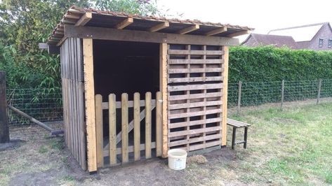 Lamb Shelter Diy, Pallet Sheep Shelter, Sheep House Diy, Pallet Animal Shelter, Goat Pallet Shelter, Sheep House Ideas, Sheep Shelter Ideas, Lamb Shelter, Goat Shelter Diy