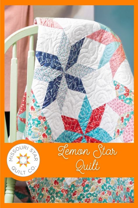 When life gives you lemons, make a quilt! The Lemon Star, also known as the Lemoyne Star or the Puritan Star, is a great quick and easy quilt project to zest up your sewing room! Follow the link below to watch the free quilting tutorial now! #MissouriStarQuiltCo #ColorLoveCitrus #LemonStarQuilt #StarQuilt #Quilt Missouri Star Quilt Pattern, Missouri Quilt Tutorials, Missouri Quilt Company, Lemoyne Star, Missouri Star Quilt Company Tutorials, Missouri Star Quilt Tutorials, Free Quilt Tutorials, Missouri Quilt, Star Quilt Pattern