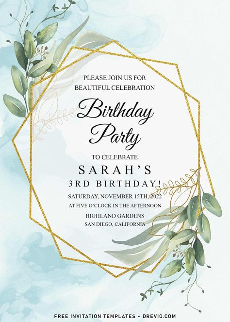 Bday Invitation Card, Birthday Paragraph, Greenery Birthday, Happy Birthday Invitation Card, Free Invitation Cards, Trendy Invitations, Birthday Invitation Card Template, Floral Birthday Invitations, Invitation Card Birthday