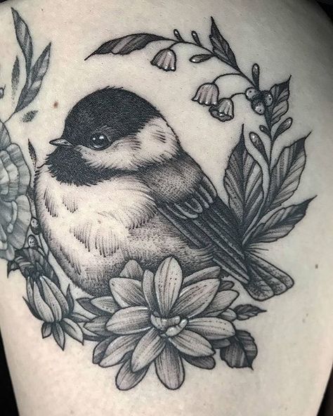 Details 👀 #tattoo #chickadeetattoo #chickadee #flowerporn #tattooroom #art #artistsofinstagram #tattoooftheday #blackworktattoo… Chickadee Tattoo, Dr Tattoo, Vogel Tattoo, Full Sleeve Tattoo Design, Disney Tattoo, Full Sleeve Tattoos, Full Sleeve Tattoo, Bird Tattoo, Tattoo Sleeve Designs