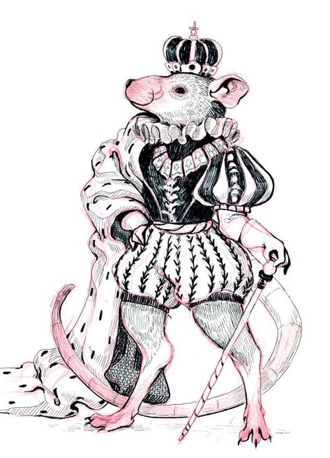 Mice Illustration, Mouse King Nutcracker, Rat Drawing, King Drawing, Rat King, Funny Rats, Mouse King, Vintage Nutcrackers, King Tattoos