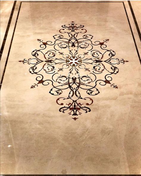 Italian Marble Flooring Pattern, Marble Flooring Pattern, Jain Mandir, Marble Inlay Floor, Room Decor Ideas Diy, Italian Marble Flooring, Carara Marble, Waterjet Mosaic Tile, Inlay Flooring