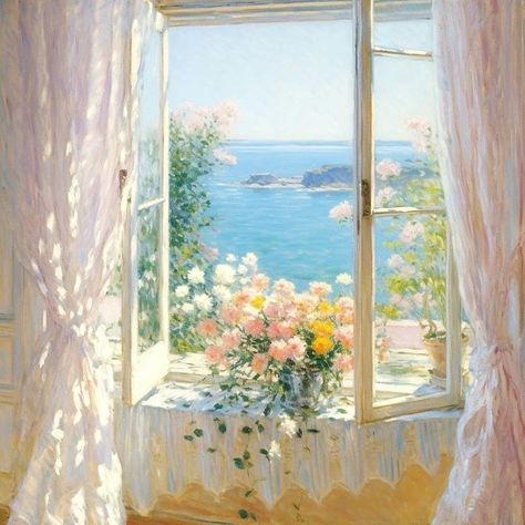 bouquet spring lake A Breath Of Fresh Air, Spring Lake, Aesthetic Painting, Window Art, Window Painting, Ethereal Art, Dreamy Art, Breath Of Fresh Air, Pretty Art