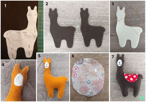 Felt Llama Pattern Free, Lama Felt Pattern, Llama Felt Pattern, Felt Animal Patterns Free Printables, Felt Animal Patterns Free Templates, Alpaca Ornaments, Alpaca Craft, Mini Alpaca, Felt Animal Patterns