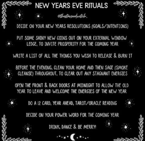 New Years Witch Traditions, Nye Rituals New Years, New Year Witchy Tips, New Year’s Eve Witch Ritual, New Years Witch Tips, New Year’s Eve Spells, New Years Eve Witch Ritual, Pagan New Years Eve Traditions, End Of Year Rituals