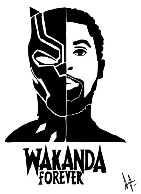 Drawings Of Black Panther, Black Panther Tshirt Ideas, Dessin Black Panther, Black Panther Dibujo, Stencil Art Of Actors, Black Panther Outline, Black Panther Stickers, Black Panther Sketch, Black Panther Silhouette