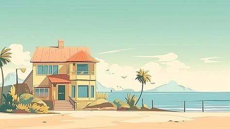 houses,seaside,coconut tree,house illustration,tree,summer day,cartoon,beach,summer,sea,coconut leaf,coconut,plant,vacation,decorative pattern,cartoon coconut tree,green plants,green,construction,cartoon illustration,trees Blue House Cartoon, Beach House Illustration, Small House Cartoon, Tree House Illustration, House Animation, Coconut Plant, Beach Cartoon, Illustration Tree, Beach Drawing