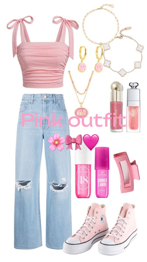 🐷🎀 Outfits With Pink Converse High Tops, Concert Outfit Pink, Vamps Concert, The Vamps Concert, Preppy Outfits For School, 13 Birthday, Nails Outfit, Pink Converse, Cute Dress Outfits