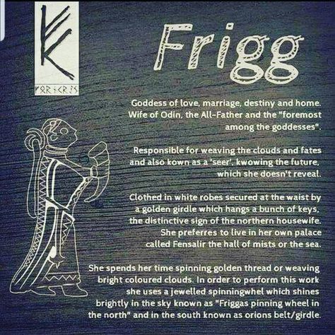 Friday!The Day of Frigga💓  Have a great one.... #friday#frigg#frigga#freya#odin#love#viking#pagan#germanen#norsemythology Heathen Tattoo, Norse Witchcraft, Goddess Frigg, Norse Pantheon, Witch Mermaid, Pagan Inspiration, Viking Heritage, Norse Paganism, Viking Pagan