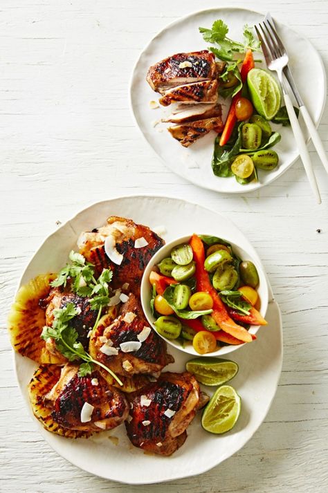 Huli Huli Chicken with Kiwi Berry Salsa Hawaiian Marinade, Berry Salsa, Kiwi Berry, Huli Chicken, Huli Huli, Huli Huli Chicken, Kiwi Berries, Chicken Tender, Berries Recipes