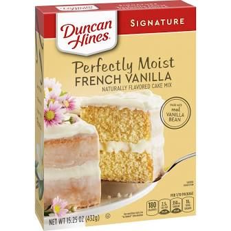 French Vanilla Cake Mix Recipes, Vanilla Cake Mix Recipes, Vanilla Cake Recipes, Duncan Hines Cake, Almond Coffee Cake, Cake Mix Cupcakes, French Vanilla Cake, Vanilla Cake Mixes, Duncan Hines