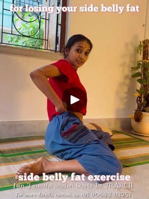 Want to reduce your side belly fat 😍 | Want to reduce your side belly fat 😍 #yoga #health #healthy #yogi #flexibility #bellyfat | By RaaiKotha | Namaskar my all Shakti Gigsol.
Today I will show you some of belly fat reduce exercises. Now
stay with me for five minutes and those are suffering from
side belly fat, medial belly fat. For those I will show you
seven exercises. Everyday practice these at your home. Ah
at least 30 minutes. Now follow my exercises. What's the first
exercise? First sit very comfortably with both legs
folded. Do not put any pressure on the body. Now start
exercises twist your body right and again left and feel the
stress on your side belly. Again do the right side. Feel
the stress on your side belly. Left side. Six I Look back
always. 7, very simple. Just twist you How To Reduce Side Belly, Reduce Side Fat Exercise, Yoga To Reduce Belly Fat Exercise, Side Belly Fat Workout, Belly Fat Reduce Exercise, Exercises For Side Fat, Reduce Belly Fat Workout, Side Fat Workout, Fat Yoga