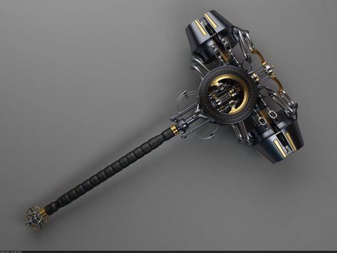 Steampunk hammer. Composite Bow, Steampunk Tendencies, Dieselpunk, Steampunk Fashion, World Of Warcraft, Top View, Concept Design, 3 D, Concept Art