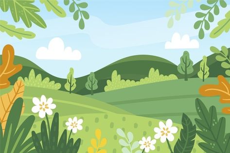 Cute Backgrounds Landscape, Cute Landscape Background, Freepik Vector Free, Illustration Background, Birds In The Sky, Background Clipart, Background Drawing, 강아지 그림, Pretty Backgrounds