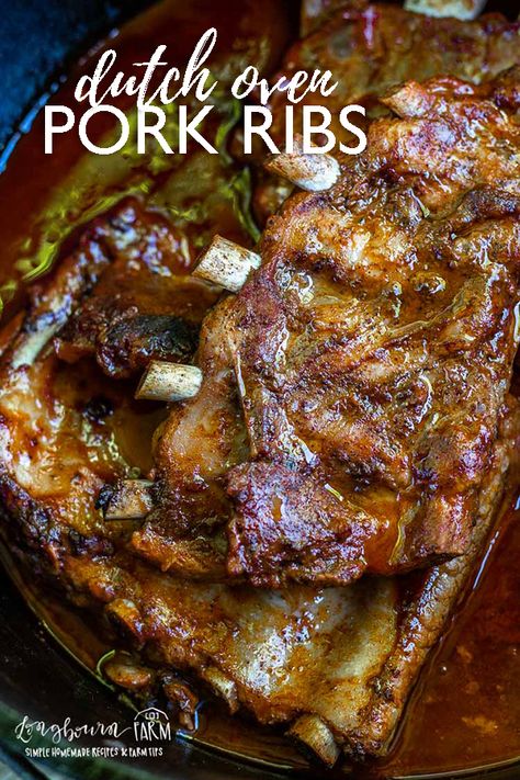 Dutch Oven Pork, Dutch Oven Ribs, Oven Pork Ribs, Oven Ribs, Dutch Oven Uses, Dutch Oven Recipes Cast Iron, Ribs In Oven, Impressive Dinner, Dutch Oven Camping