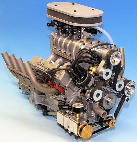 The world's smallest production supercharged four-stroke V8 engine is designed for scale model RC cars. V Engine, Rc Cars And Trucks, Rc Drift, Rc Tank, Factory Tours, Model Cars Kits, Motor Engine, Rc Autos, Performance Engines