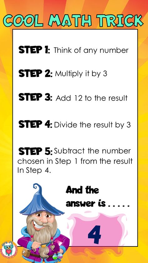 Unveiling the Magic of Mathematics: The 'Always 4' Trick That Will Amaze You Math Magic Tricks, Vimal Chandran, Number Tricks, Cool Math, Math Mystery, Cool Math Tricks, Math Magic, Learning Mathematics, Funny Mind Tricks