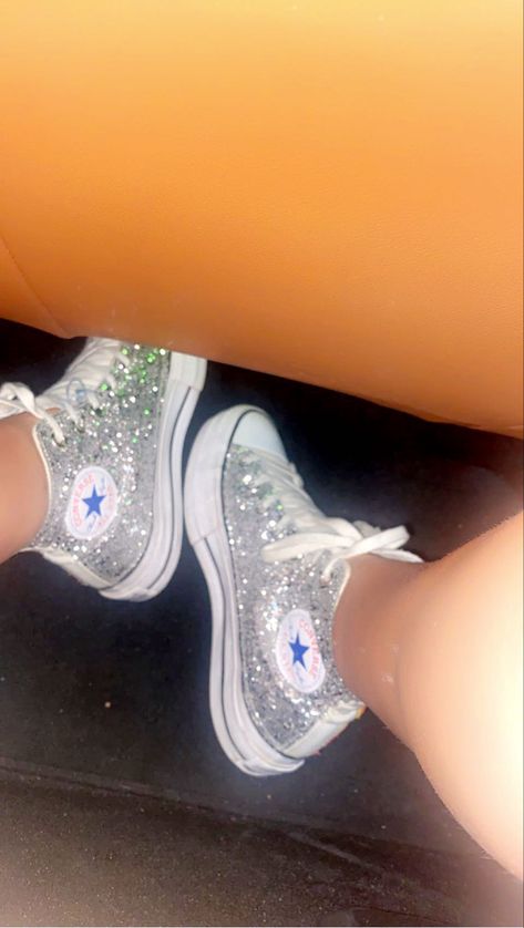 Sparkly Platform Converse, Glitter White Converse, Mirrorball Shoes, Shoes For Eras Tour, Hoco Shoes Sneakers, Eras Tour Shoes, Glittery Converse, Outfits Disco, Sparkle Converse