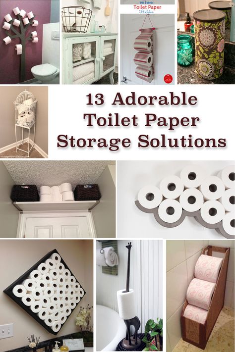 13 Adorable ways to store your toilet paper in your bathroom or closet. Store bulk rolls that look nice and are easy to access! Diy Toilet, Toilet Paper Storage, Diy Dresser, Diy House Projects, Paper Storage, Bathroom Shelves, Diy Bed, Bath Decor, Room Organization