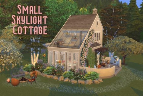 viiintagepeach: Small Skylight Cottage 1... - Simblr Small Skylight, Lotes The Sims 4, The Sims 4 Lots, Sims Houses, Sims 4 House Plans, Sims 4 House Building, English Country Decor, Sims 4 House Design, Casas The Sims 4