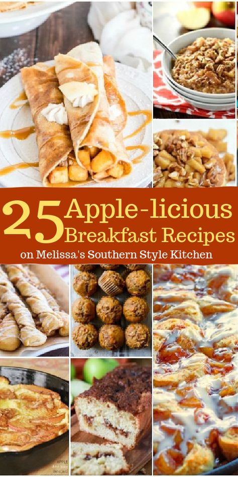 You'll thrill the family with a different apple recipe every day with this collection of 25 Apple-icious Breakfast Dishes #appleoatmeal #appledonuts #applebread #applerolls #apples #applerecipes #breakfastrecipes #brunchrecipes Easy Breakfast Ideas With Apples, Freezer Friendly Apple Recipes, Apple Sauce Breakfast Recipes, Apple Fall Breakfast, Baked Apples Breakfast, Breakfast Using Apples, Apple Recipes For Brunch, Quick Apple Breakfast, Apple Brunch Ideas