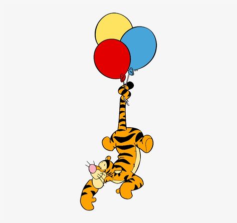 Tigger With Balloon, Tiger Tattoo Winnie The Pooh, Winnie The Pooh Holding Balloon, Baby Tigger Winnie The Pooh, Tigger Painting, Eeyore Balloon, Tigger Drawings, Tiger From Winnie The Pooh, Winnie The Pooh With Balloon